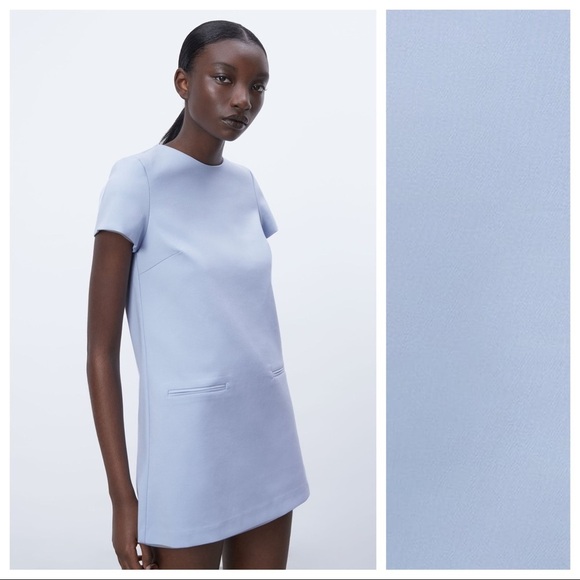 🌹NWOT. Zara Light Blue Retro Mini Dress/Jumpsuit. Size S. - Picture 3 of 10